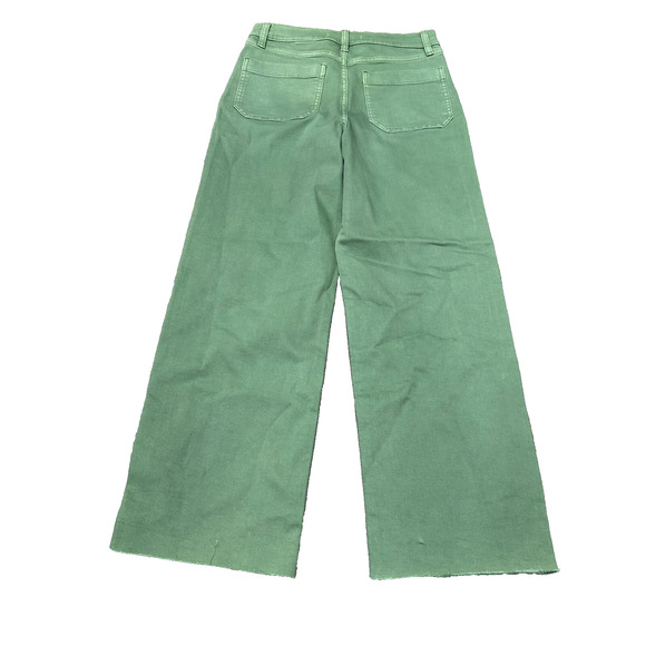 NWOT Eunina Womens Green Denim Super High Rise wide Leg Crop Jeans Size 27 - Picture 2 of 12
